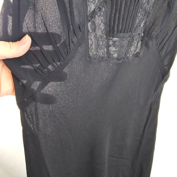 Rumored Black Sheer Maxi Slip Dress S Whimsygoth Romance Dark Lace Midnight Chic - Picture 6 of 9